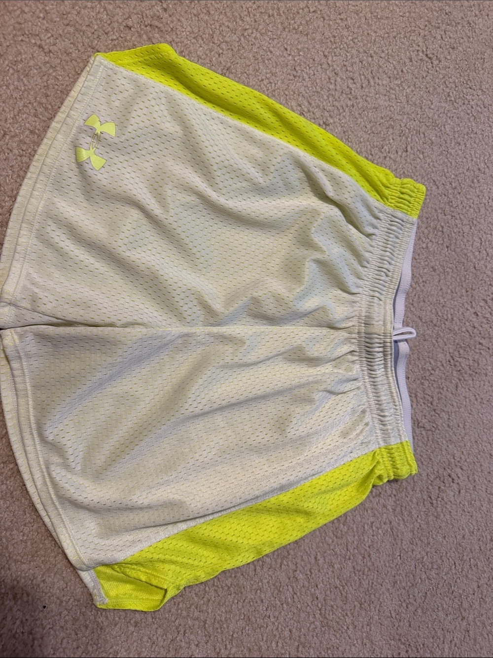 Under Armour Women’s White & Neon Yellow Athletic Shorts